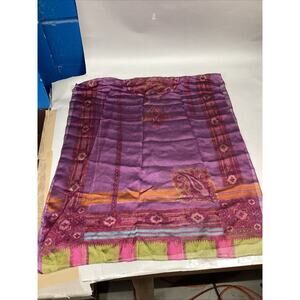 Vintage Purple Pink Paisley Women’s Silk Scarf - 62x26”